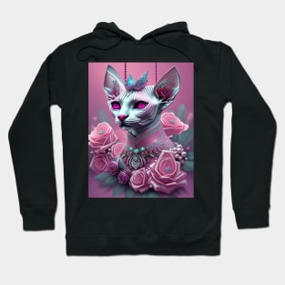 Enchanted Sphynx Queen Adorns Herself with Roses Hoodie